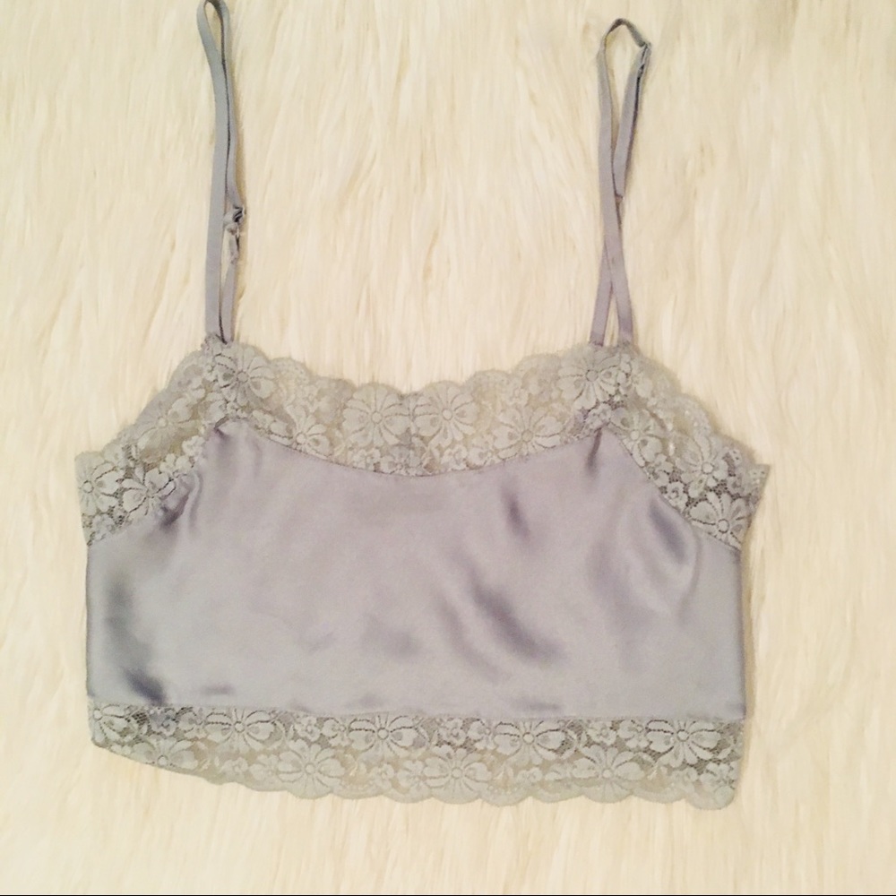 Blue Satin top with Lace